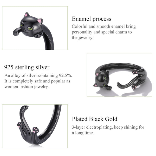"Sylvory 925 Sterling Silver Purrfection Cat Ring"