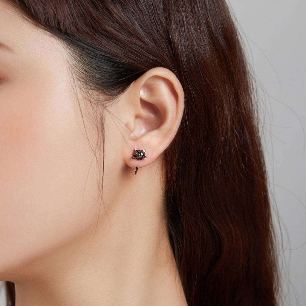 "Sylvory 925 Sterling Silver Purrfection Cat Studs"