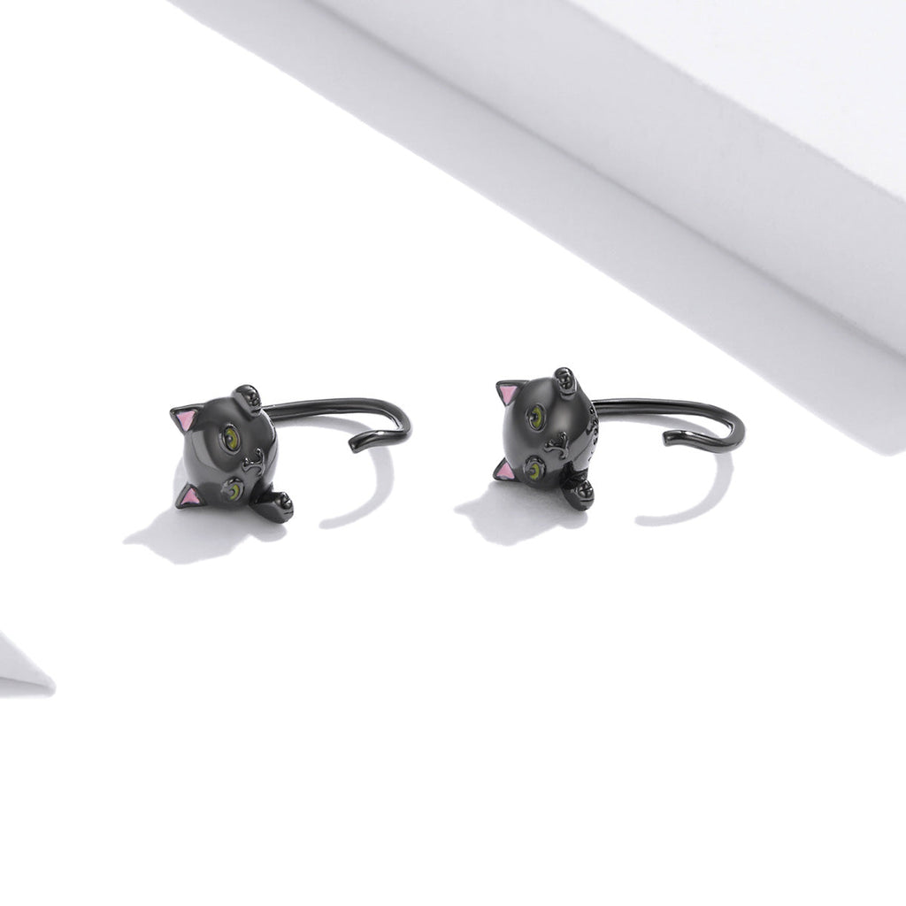 "Sylvory 925 Sterling Silver Purrfection Cat Studs"