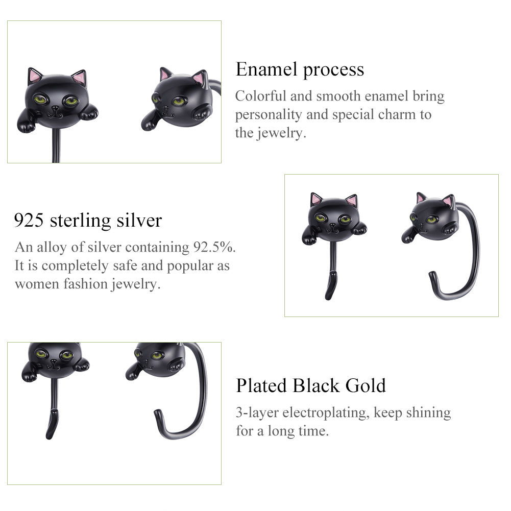 "Sylvory 925 Sterling Silver Purrfection Cat Studs"