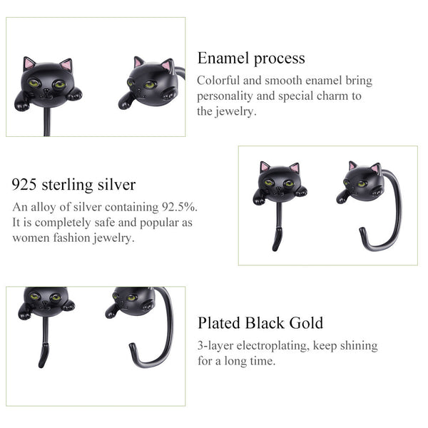 "Sylvory 925 Sterling Silver Purrfection Cat Studs"
