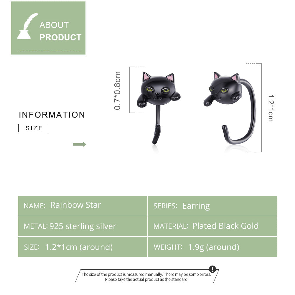 "Sylvory 925 Sterling Silver Purrfection Cat Studs"