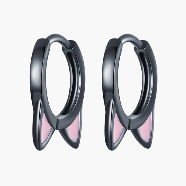 Silver Purrfectly Chic Hoops in 925 Sterling Silver by Sylvory