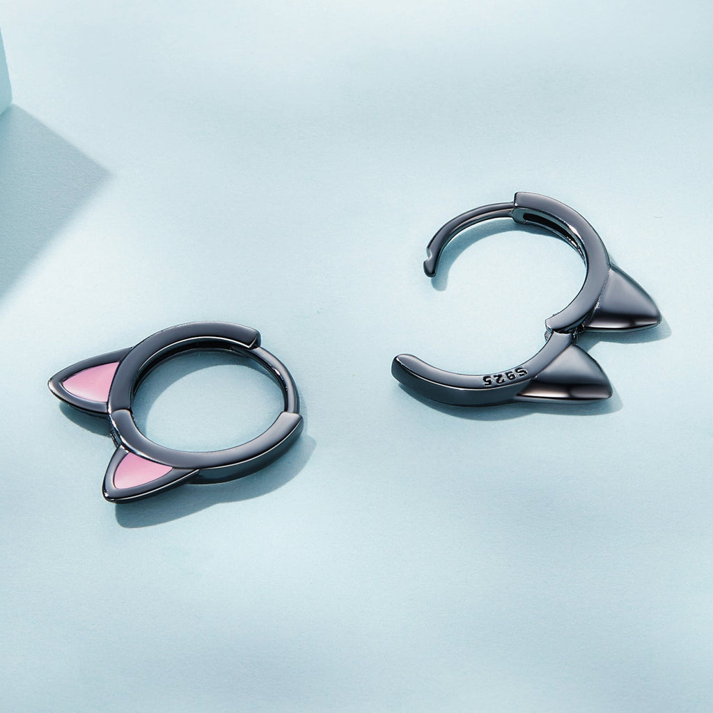 "Sylvory 925 Sterling Silver Purrfectly Chic Hoops"