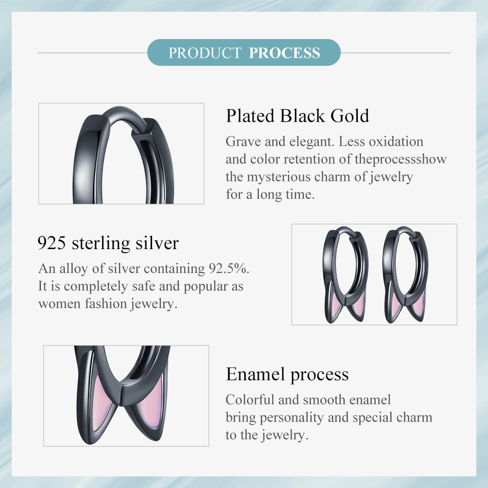 "Sylvory 925 Sterling Silver Purrfectly Chic Hoops"