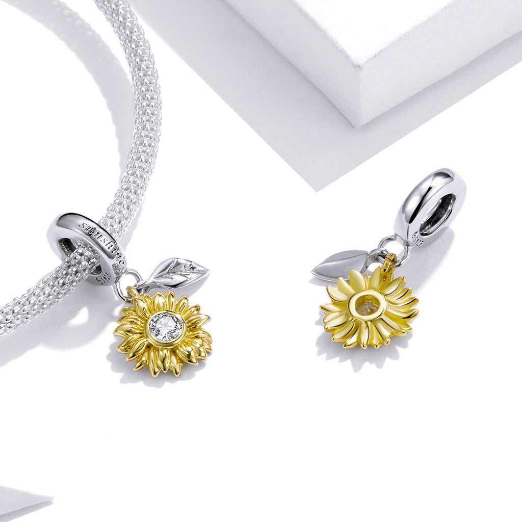 "Sylvory 925 Sterling Silver Radiant Sunflower Charm"