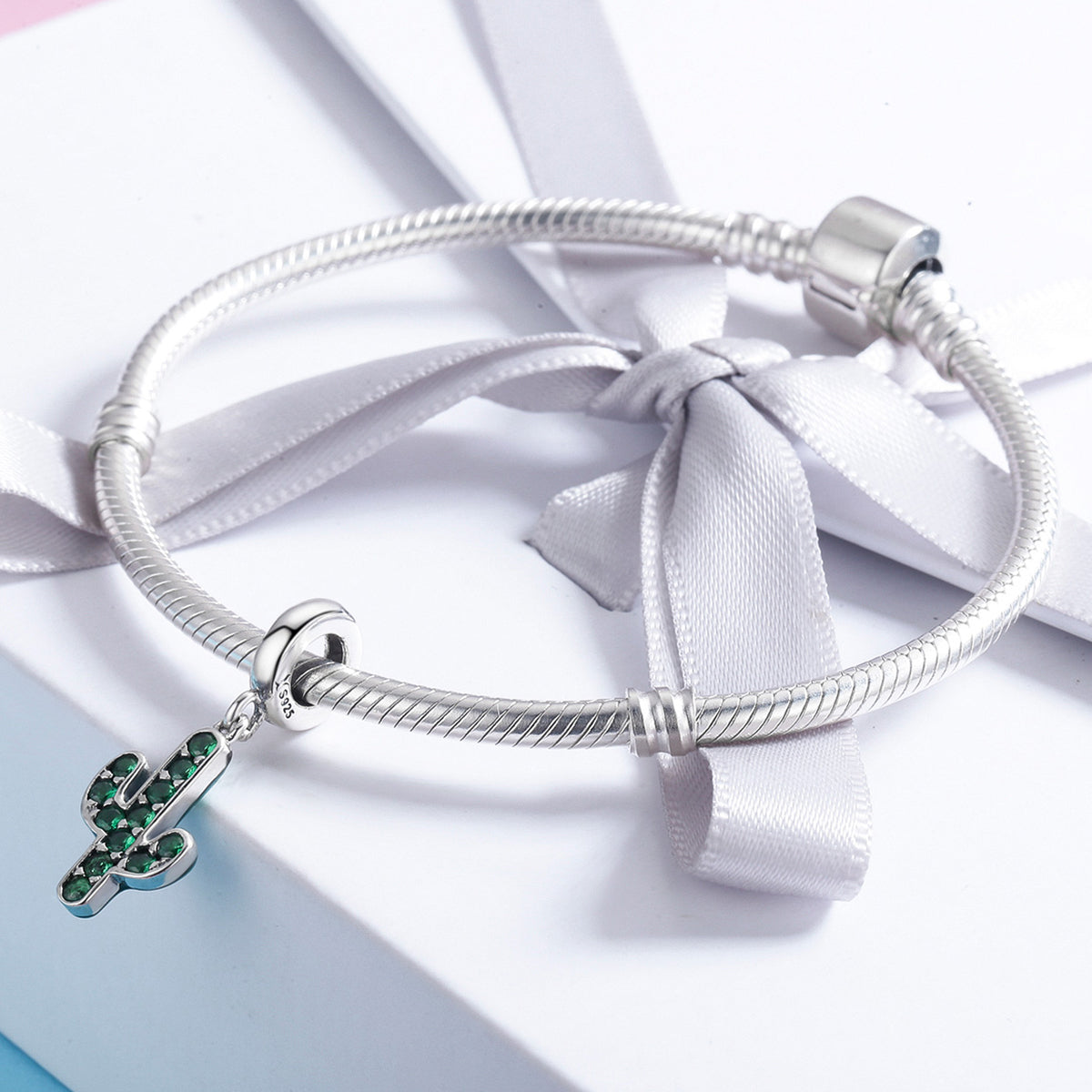 Silver Reversible Cactus Charm Secondary image