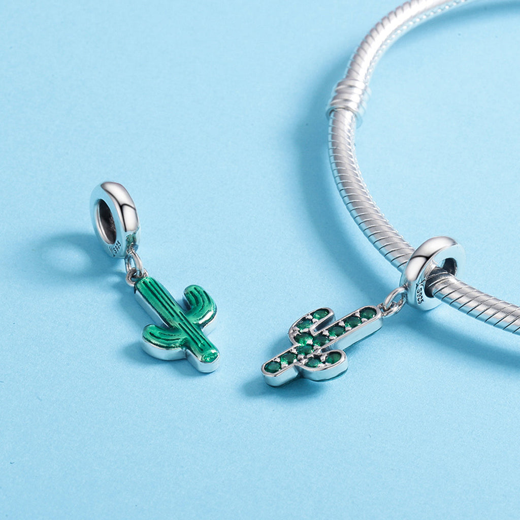 "Sylvory 925 Sterling Silver Reversible Cactus Charm"