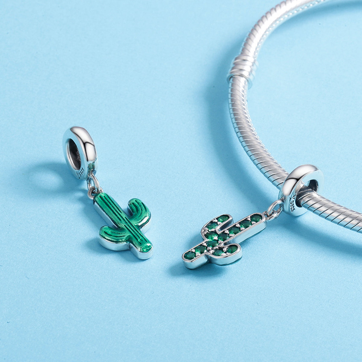 "Sylvory 925 Sterling Silver Reversible Cactus Charm"