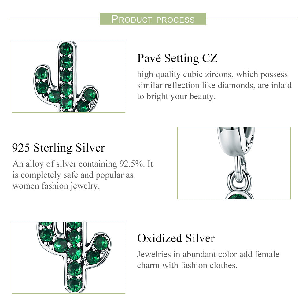 "Sylvory 925 Sterling Silver Reversible Cactus Charm"