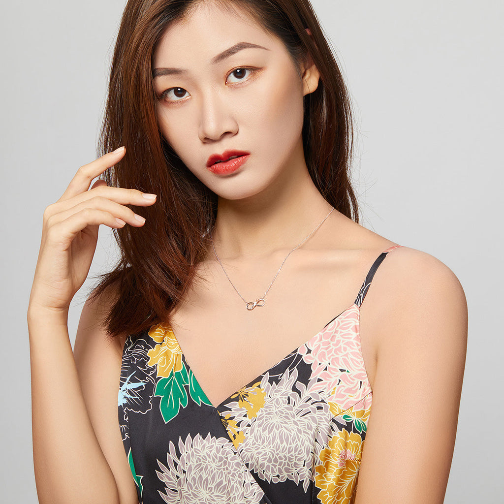 "Sylvory 925 Sterling Silver Rose of Eternity Necklace"