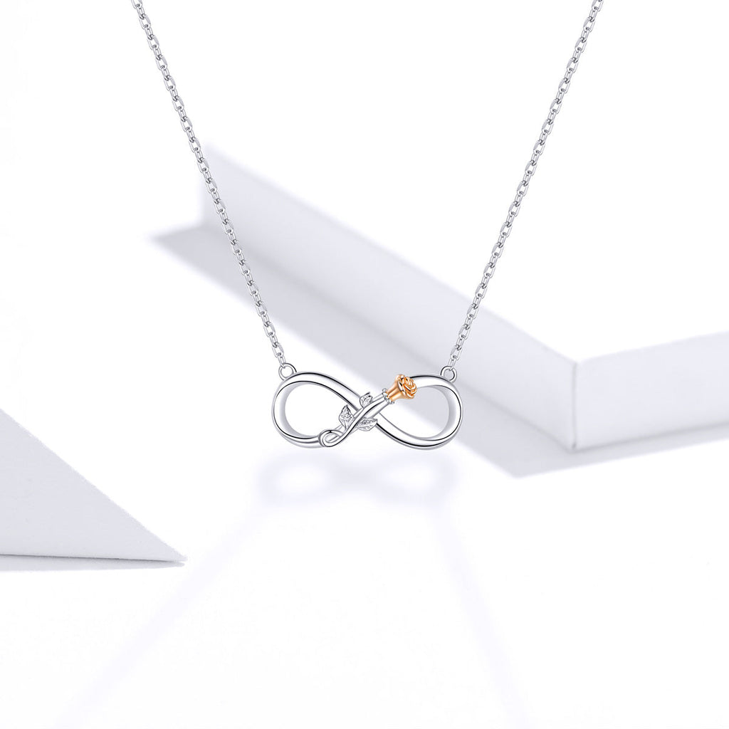 "Sylvory 925 Sterling Silver Rose of Eternity Necklace"