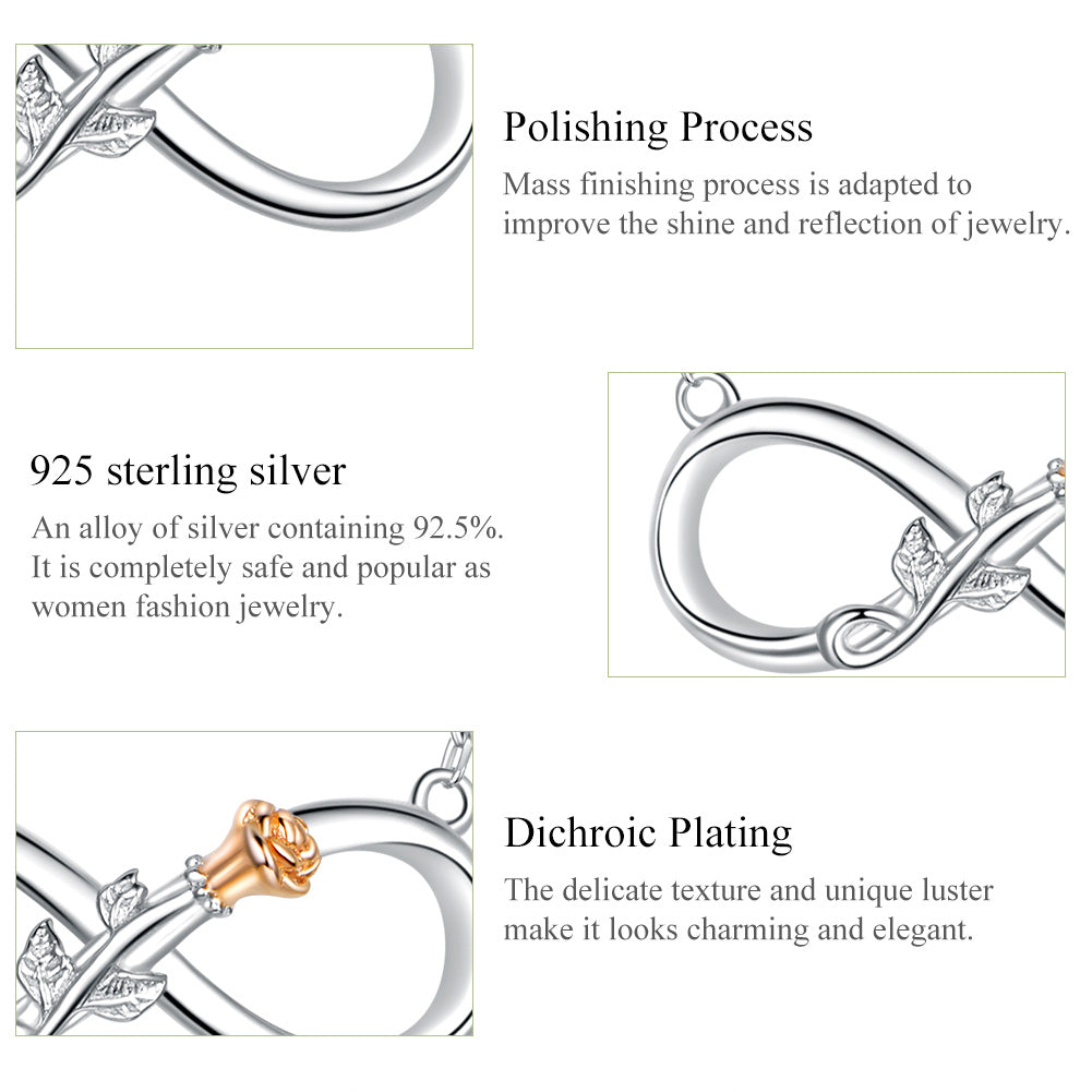 "Sylvory 925 Sterling Silver Rose of Eternity Necklace"