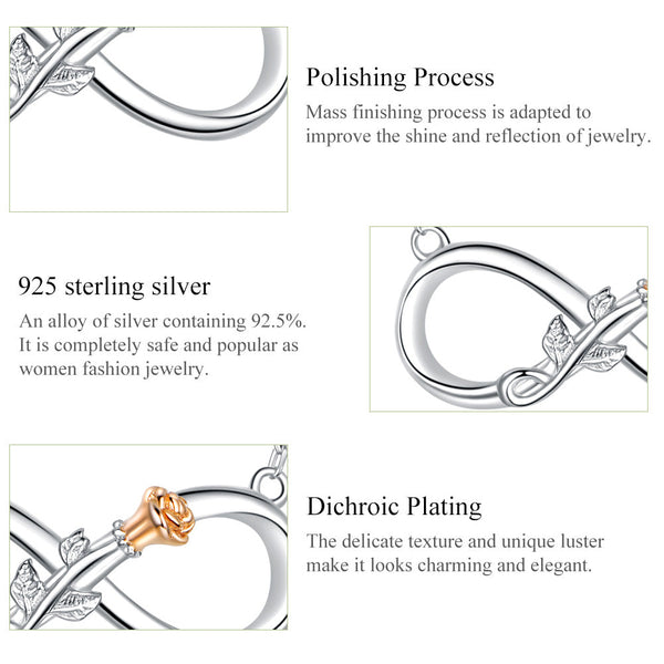 "Sylvory 925 Sterling Silver Rose of Eternity Necklace"