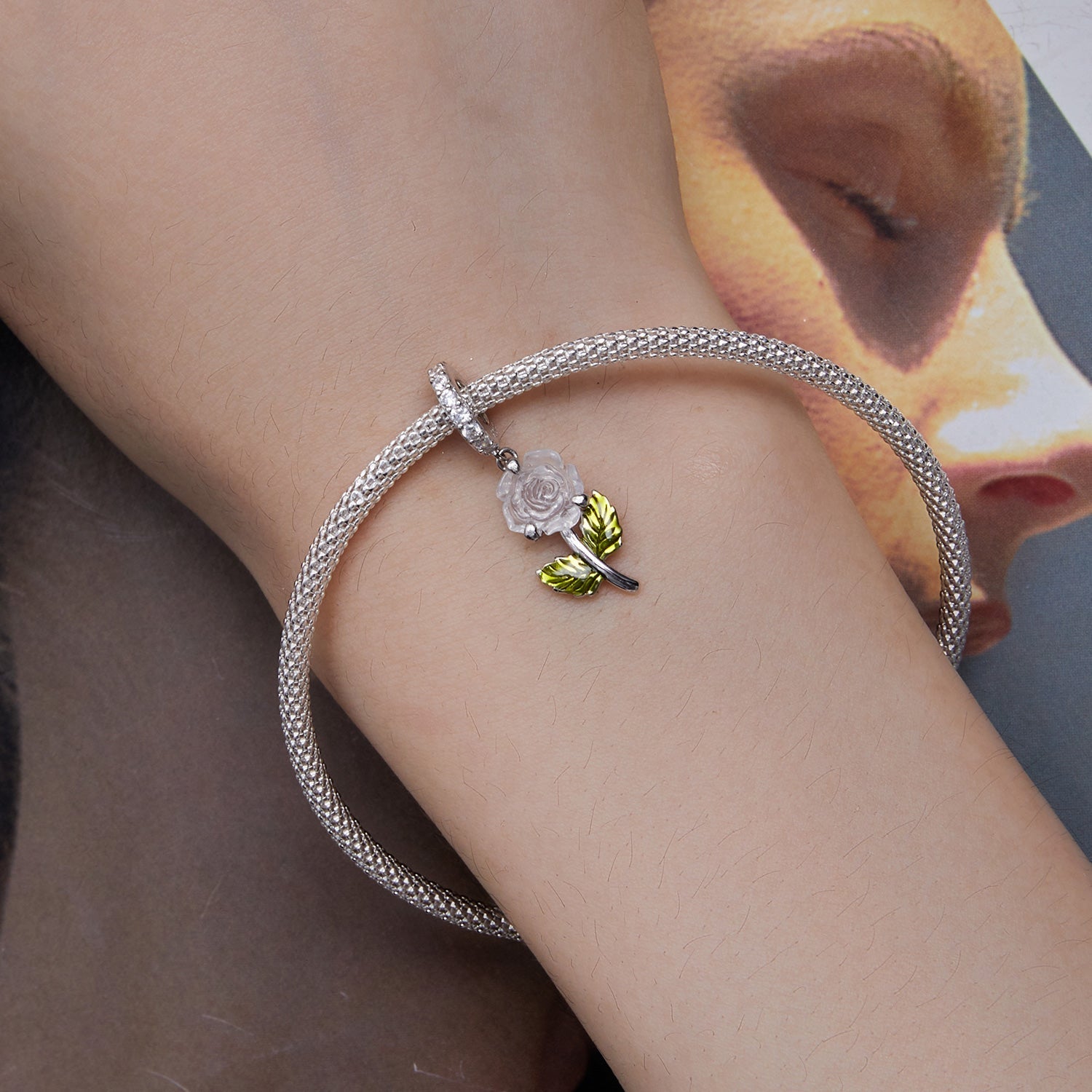 "Sylvory 925 Sterling Silver Rose UV Magic Charm"