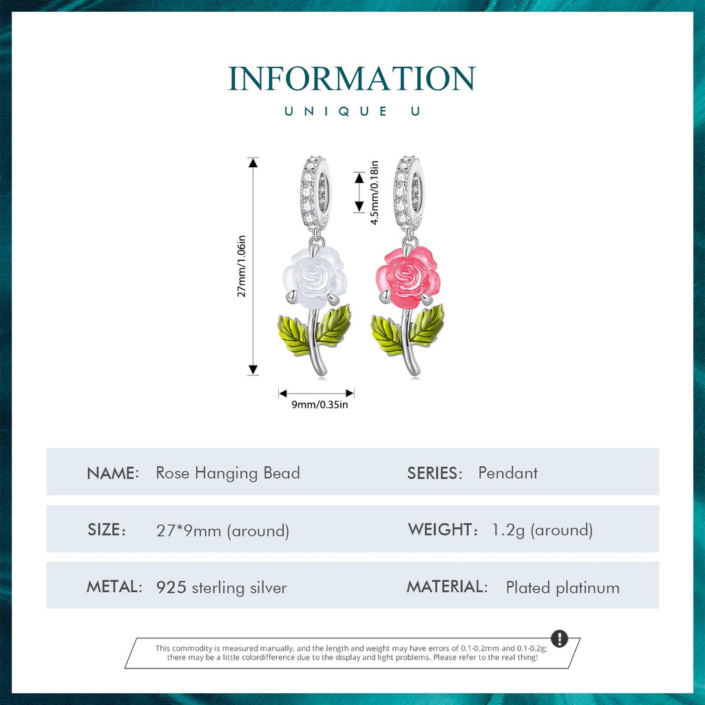 "Sylvory 925 Sterling Silver Rose UV Magic Charm"