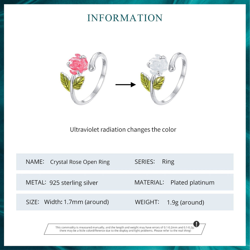 "Sylvory 925 Sterling Silver Rose UV Magic Ring"