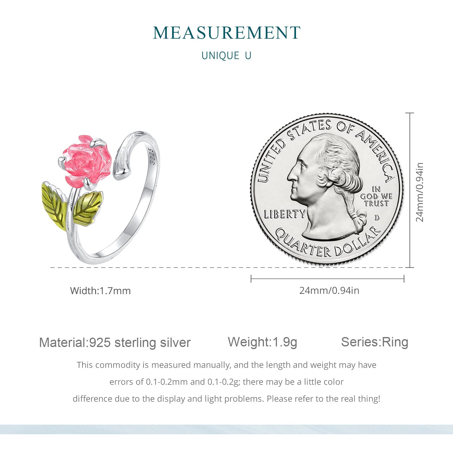 "Sylvory 925 Sterling Silver Rose UV Magic Ring"