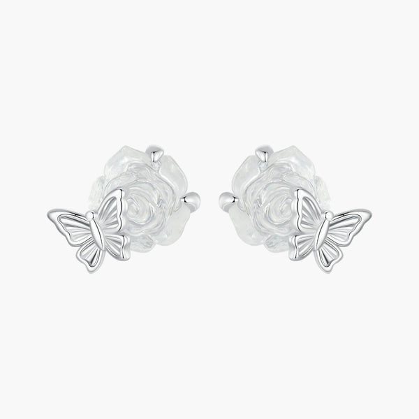 Silver Rose UV Magic Studs in 925 Sterling Silver by Sylvory