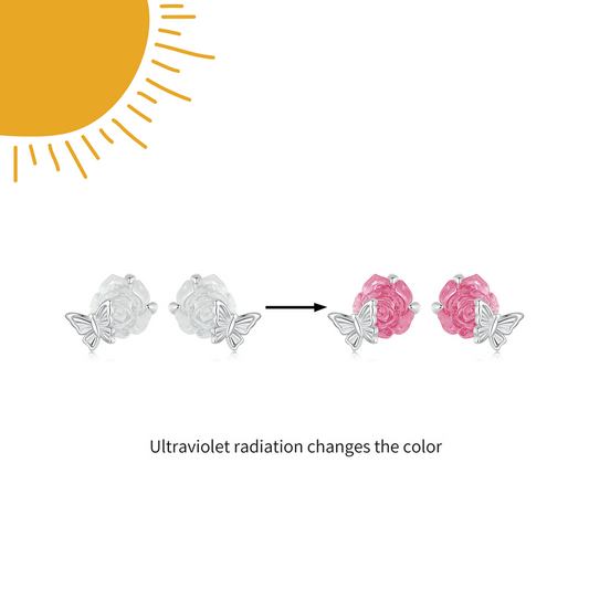 "Sylvory 925 Sterling Silver Rose UV Magic Studs"