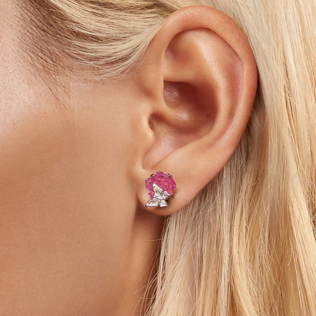 "Sylvory 925 Sterling Silver Rose UV Magic Studs"