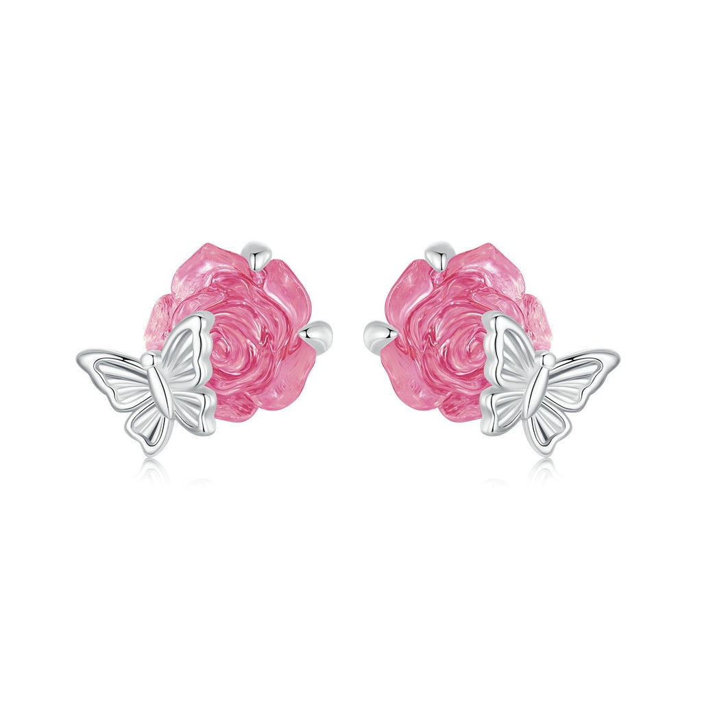 "Sylvory 925 Sterling Silver Rose UV Magic Studs"