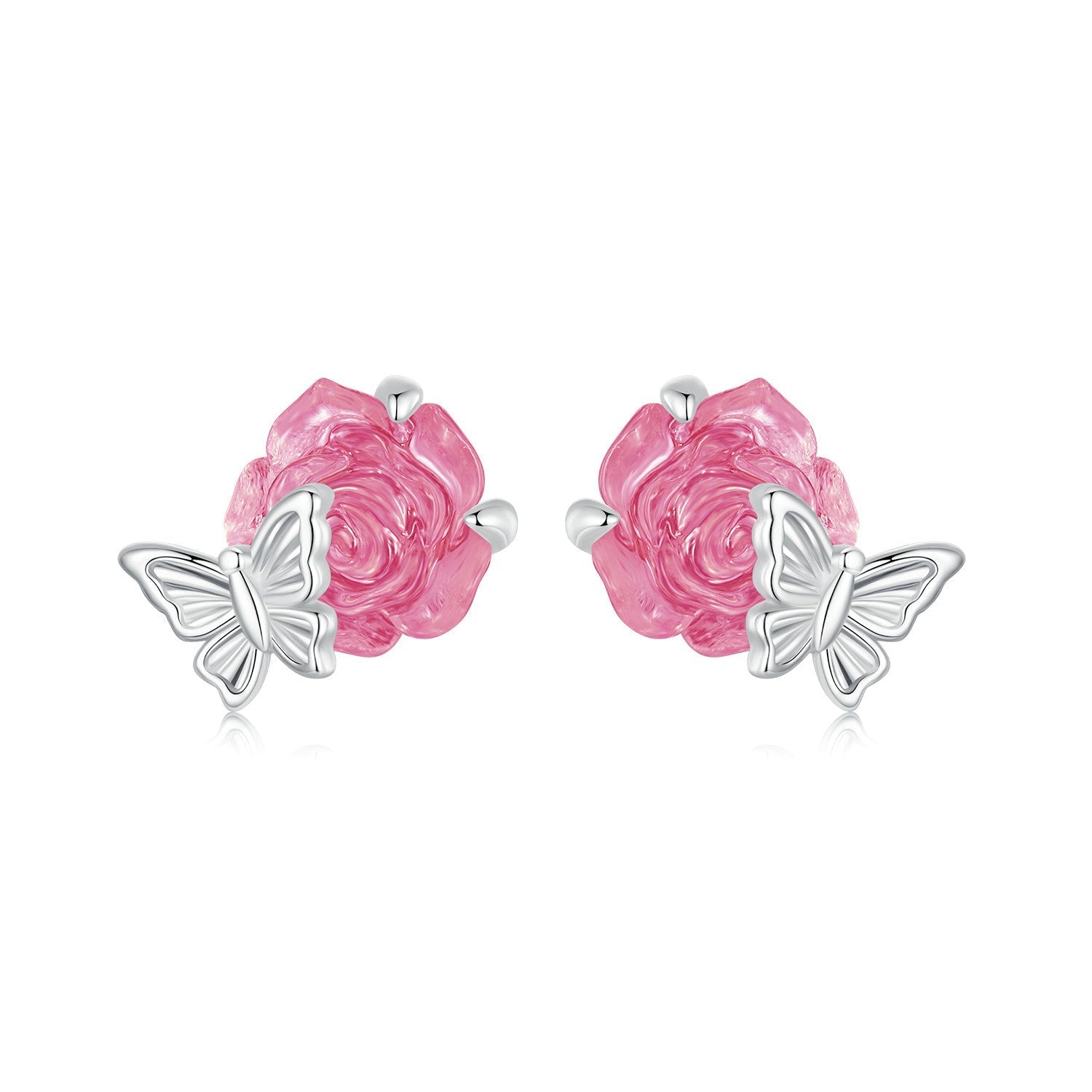 "Sylvory 925 Sterling Silver Rose UV Magic Studs"