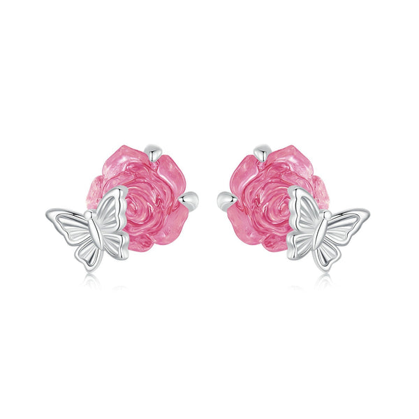 "Sylvory 925 Sterling Silver Rose UV Magic Studs"