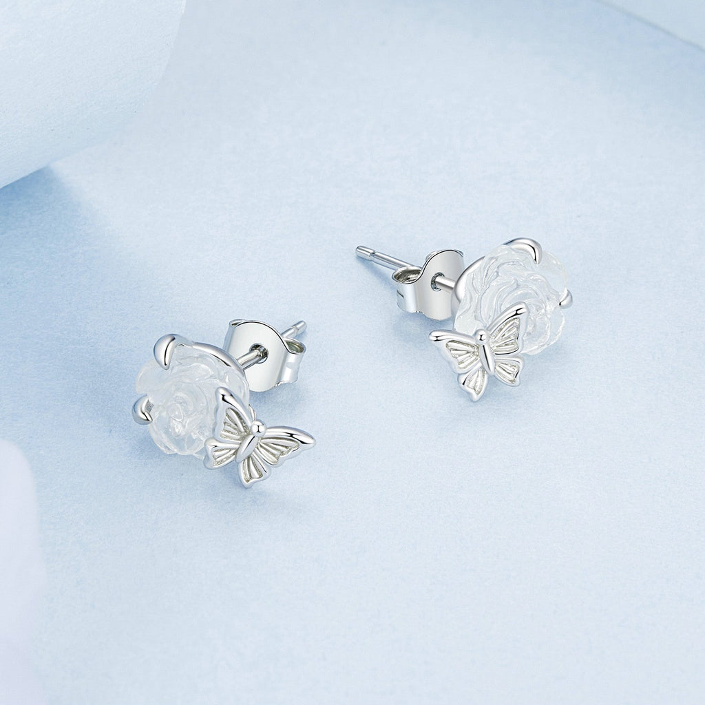 "Sylvory 925 Sterling Silver Rose UV Magic Studs"