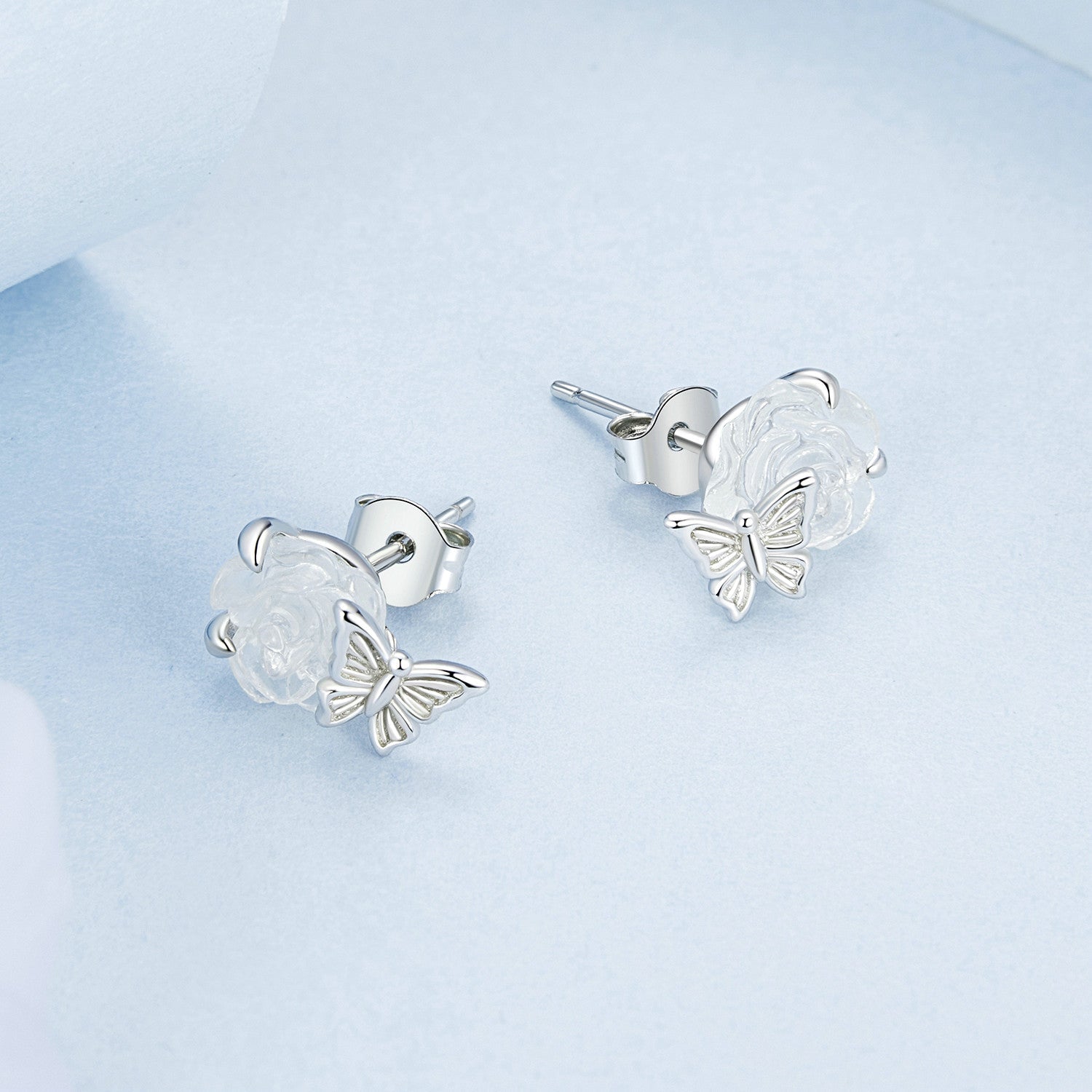 "Sylvory 925 Sterling Silver Rose UV Magic Studs"