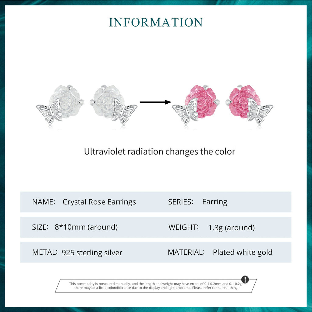 "Sylvory 925 Sterling Silver Rose UV Magic Studs"