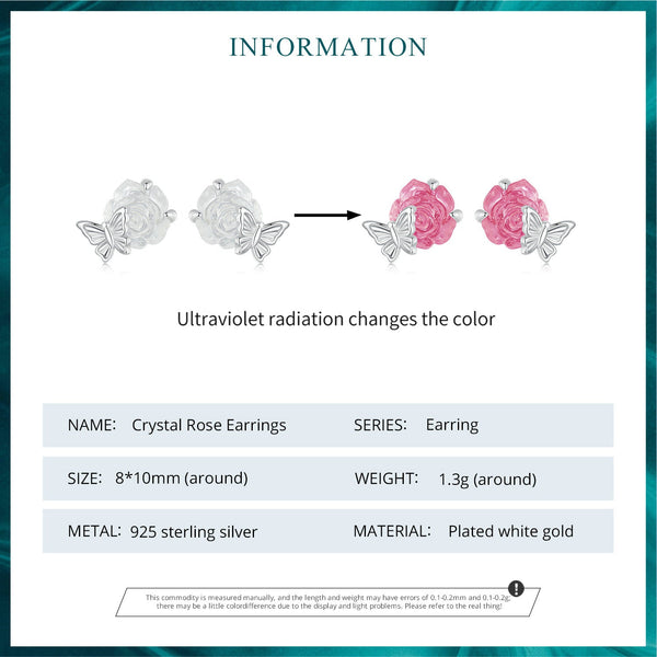 "Sylvory 925 Sterling Silver Rose UV Magic Studs"
