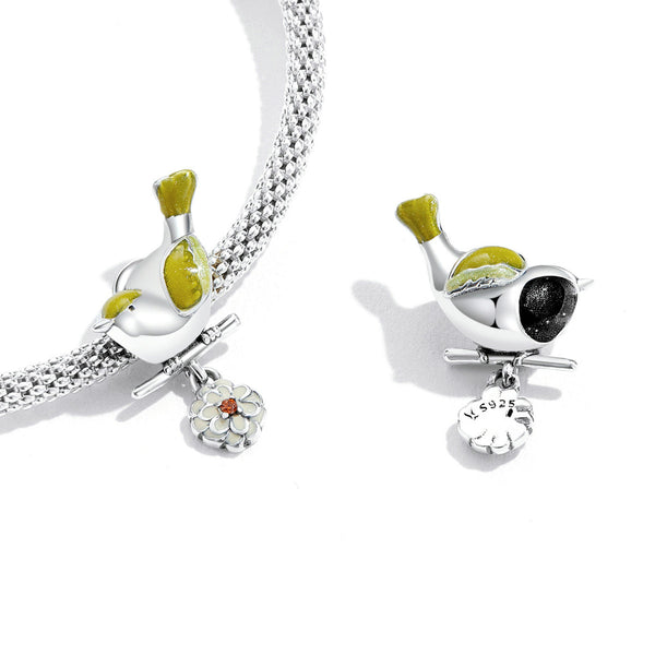 "Sylvory 925 Sterling Silver Serene Songbird Charm"