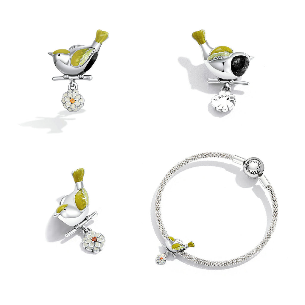 "Sylvory 925 Sterling Silver Serene Songbird Charm"