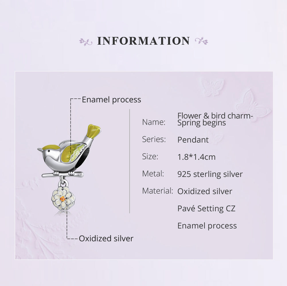 "Sylvory 925 Sterling Silver Serene Songbird Charm"
