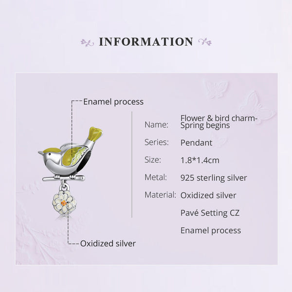"Sylvory 925 Sterling Silver Serene Songbird Charm"