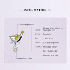 "Sylvory 925 Sterling Silver Serene Songbird Charm"
