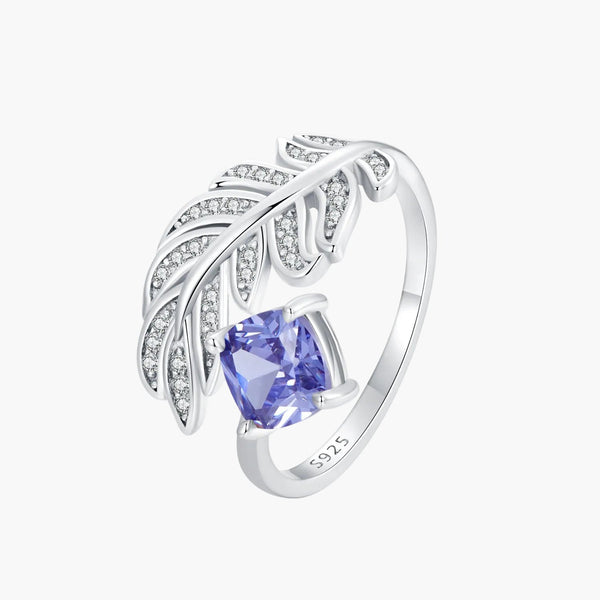 Silver Serenity Feather Ring in 925 Sterling Silver by Sylvory
