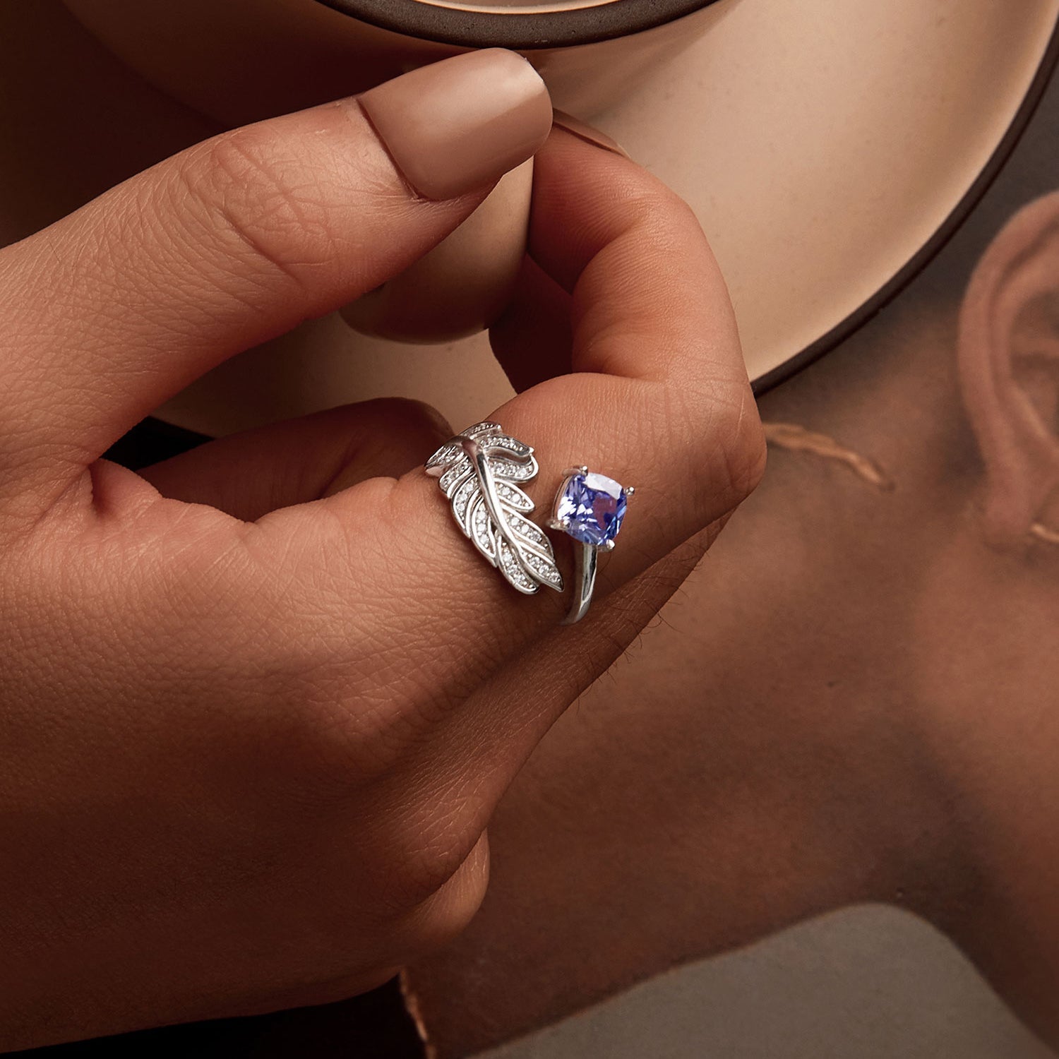 "Sylvory 925 Sterling Silver Serenity Feather Ring"