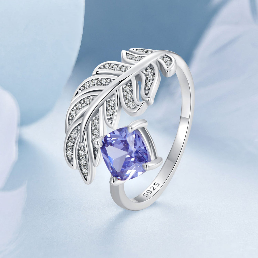 "Sylvory 925 Sterling Silver Serenity Feather Ring"