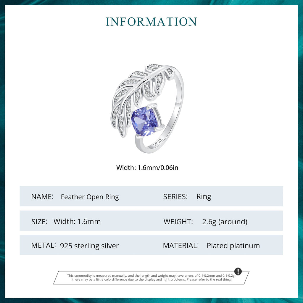 "Sylvory 925 Sterling Silver Serenity Feather Ring"
