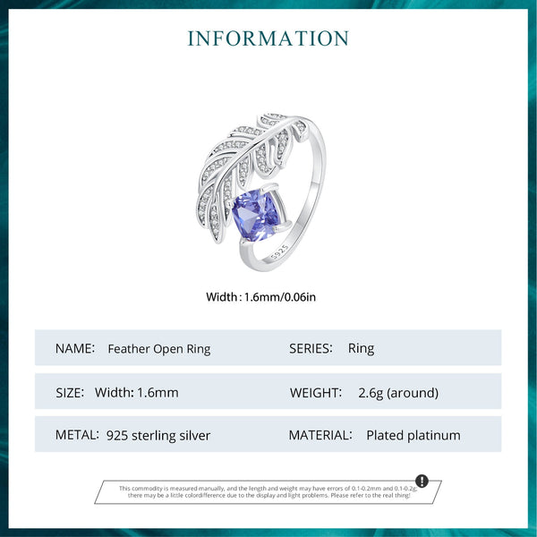"Sylvory 925 Sterling Silver Serenity Feather Ring"