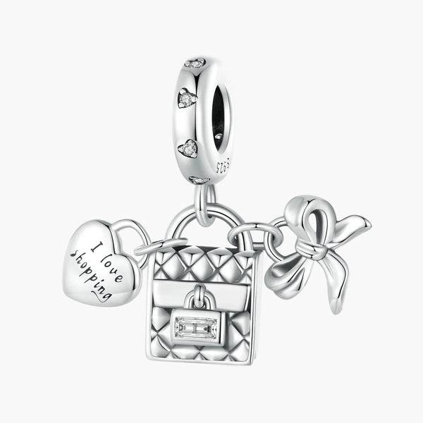 Silver Shopping Love Charm in 925 Sterling Silver by Sylvory