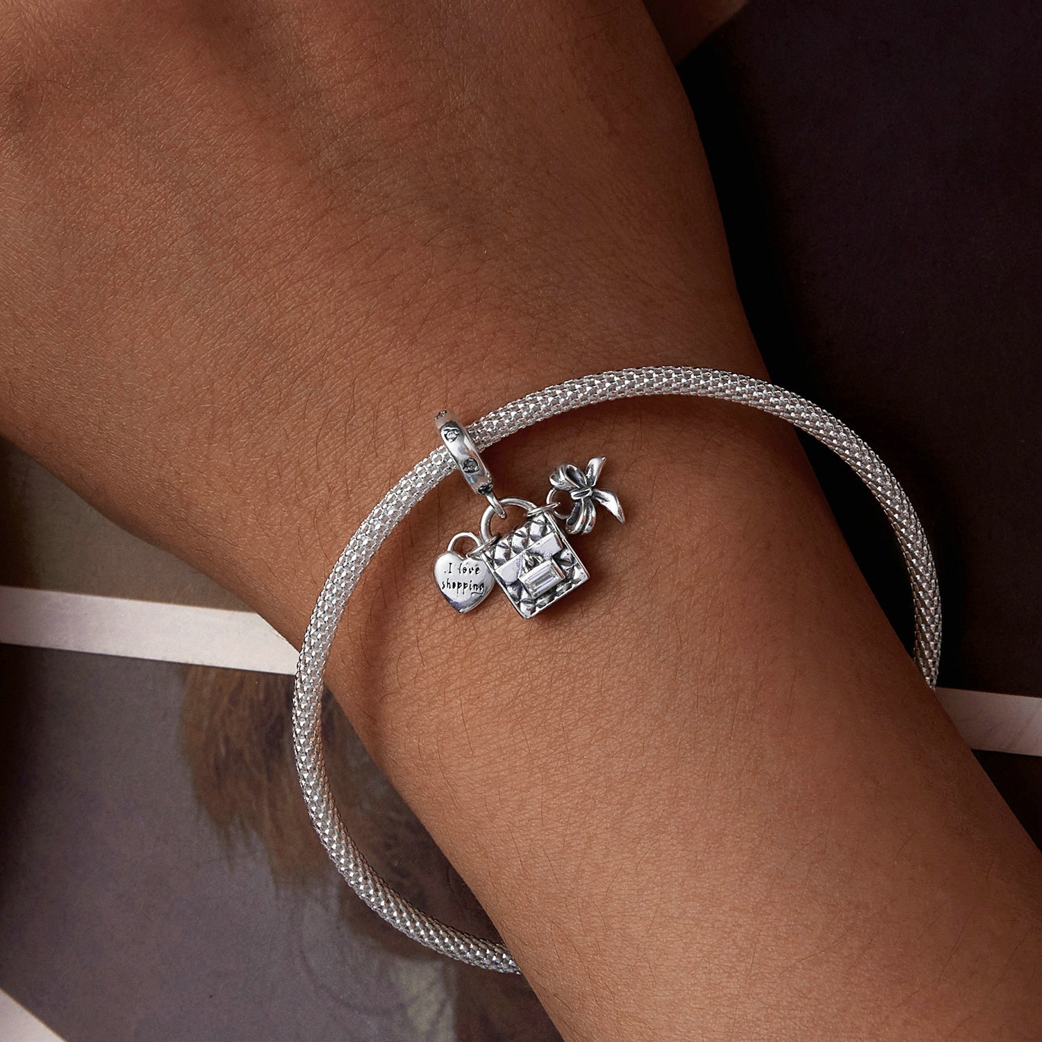 Silver Shopping Love Charm Secondary image