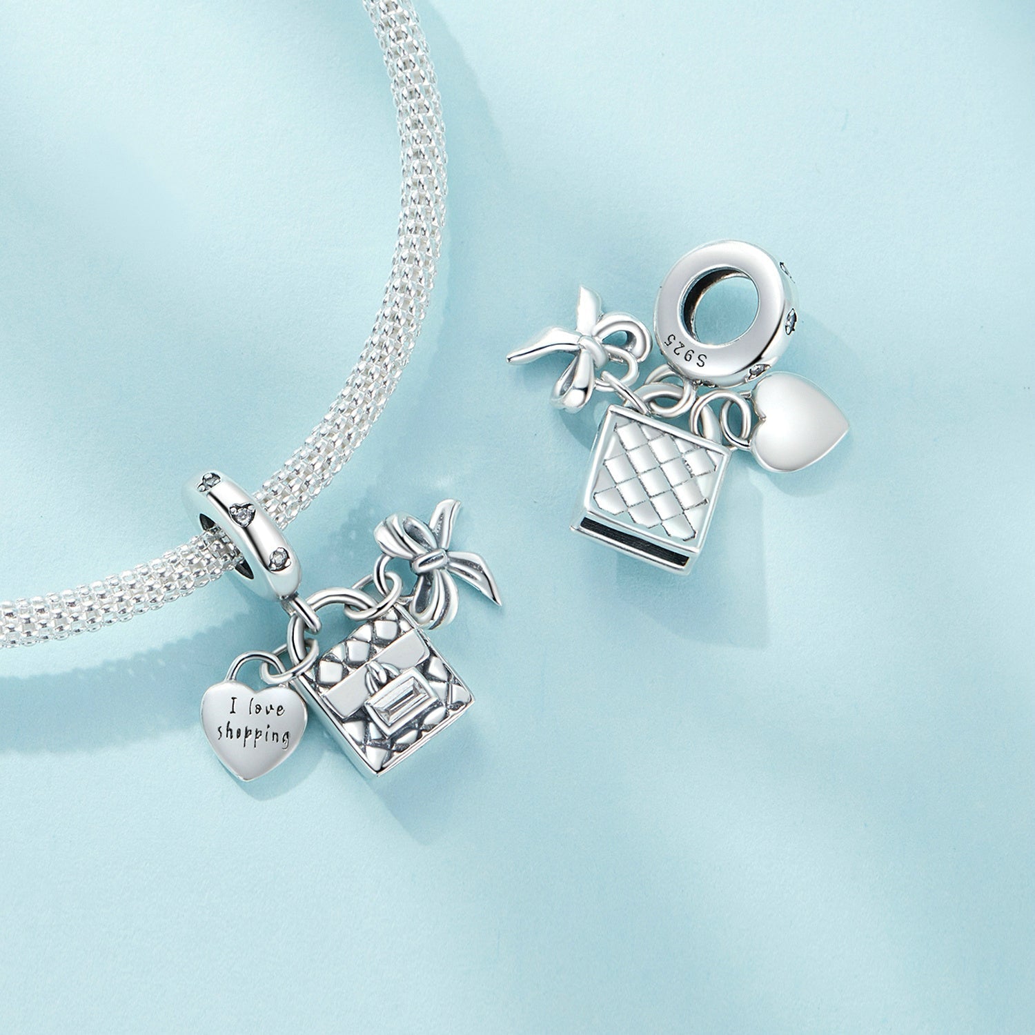 "Sylvory 925 Sterling Silver Shopping Love Charm"