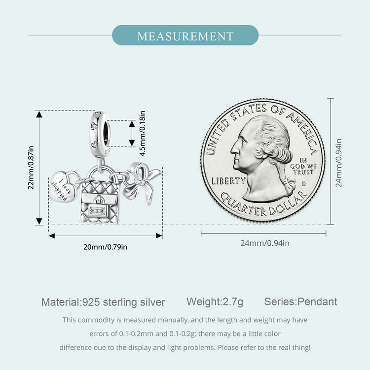 "Sylvory 925 Sterling Silver Shopping Love Charm"