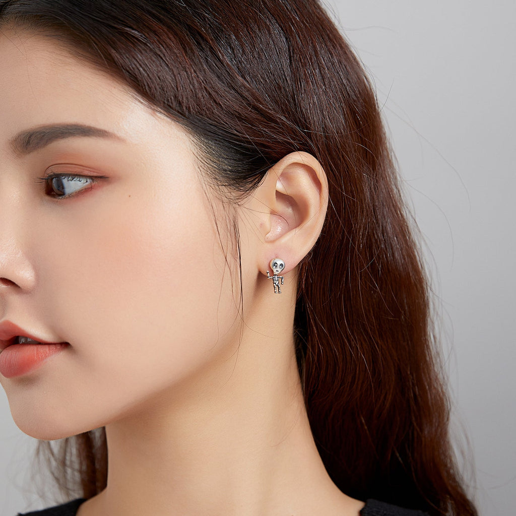 "Sylvory 925 Sterling Silver Skeleswing Studs"