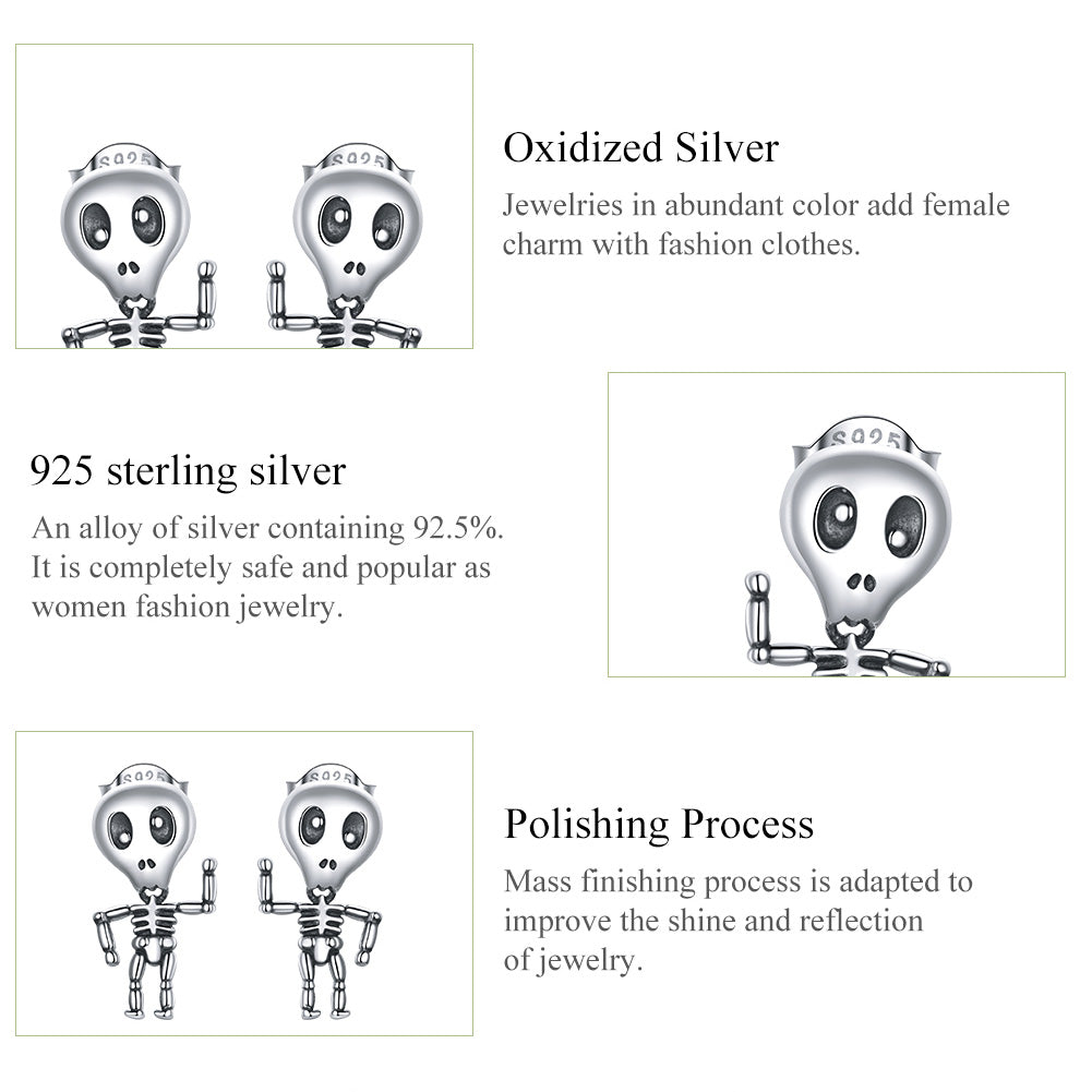 "Sylvory 925 Sterling Silver Skeleswing Studs"