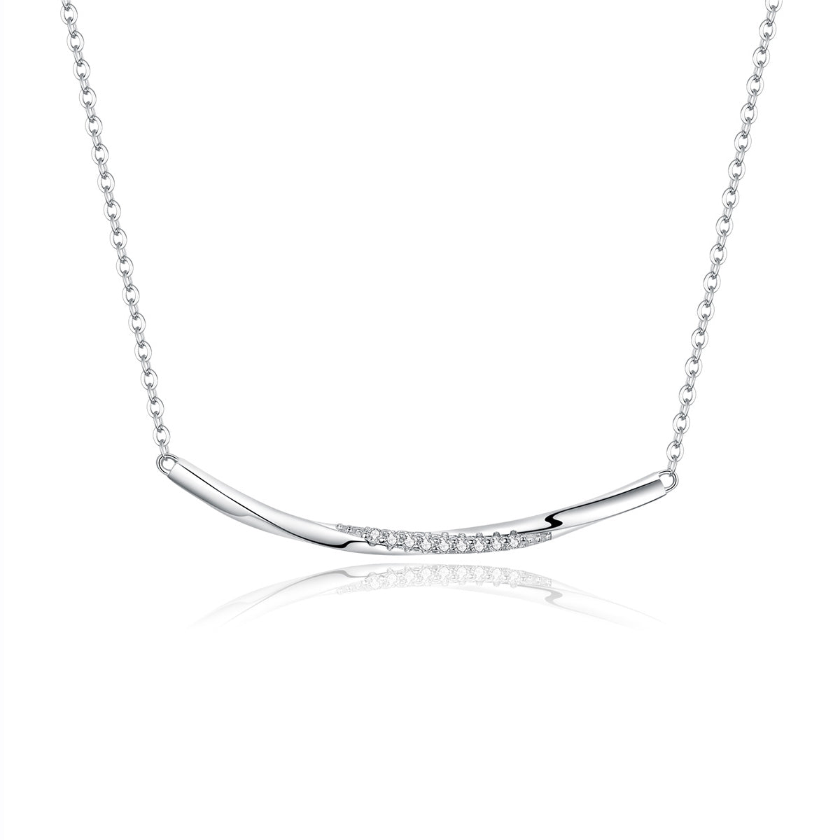 "Sylvory 925 Sterling Silver Smiling Curve Necklace"