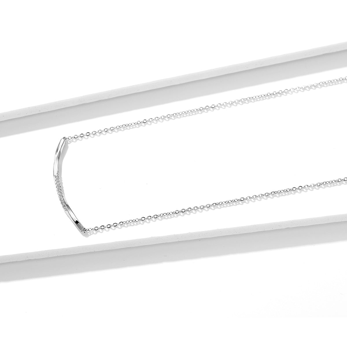"Sylvory 925 Sterling Silver Smiling Curve Necklace"